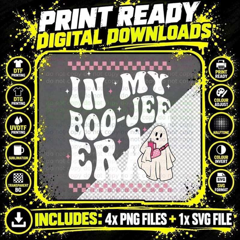 In My Boo-Jee Era Spooky Season Ghost Groovy Retro Png SVG Digital Bundle