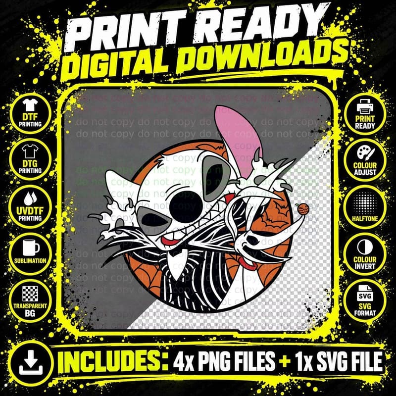 Jack Skellington Halloween T-Shirt, Spooky Horror Theme Png SVG Digital Bundle