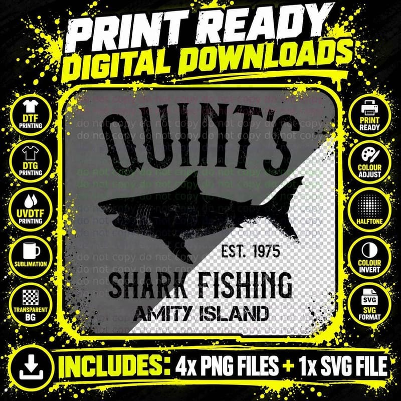 Jaws Movie, Retro 80s Sci-Fi Horror T-Shirt Png SVG Digital Bundle