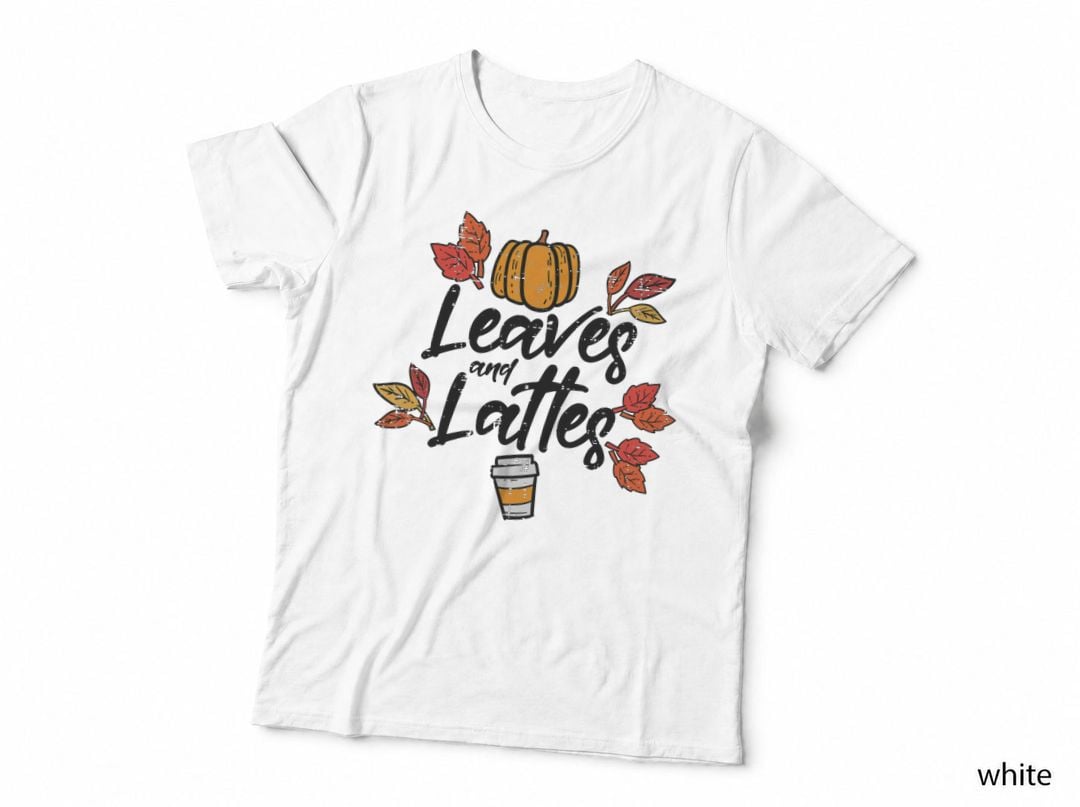 Leaves Lattes Pumpkin Spice Fall Autumn Halloween Women T-Shirt
