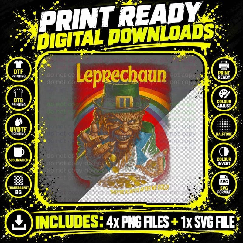 Leprechaun Gold Slasher Halftone T-Shirt Png SVG Digital Bundle