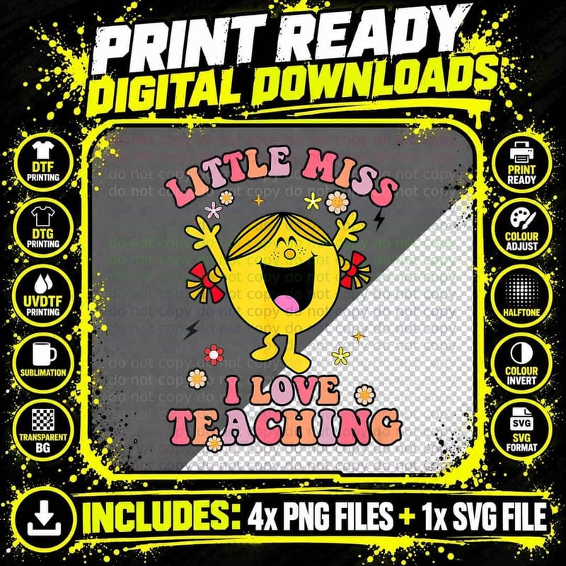 Little Miss I Love Teaching Halloween Toddlers Kids Png SVG Digital Bundle