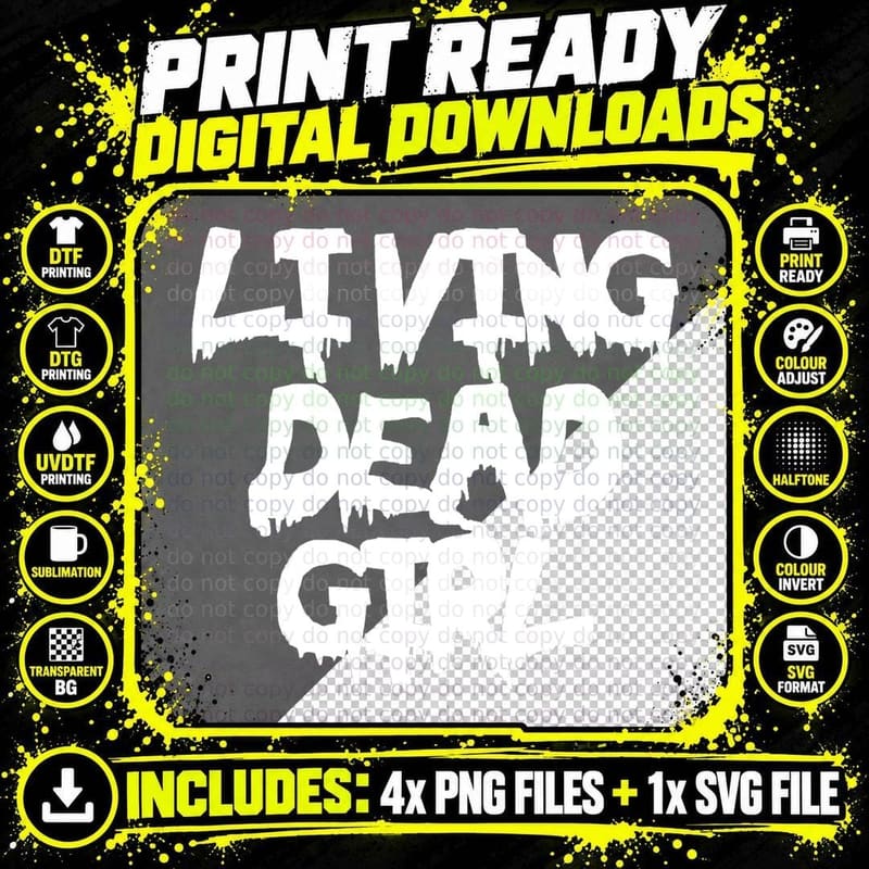 Living Dead Girl - Zombie T Shirt Png SVG Digital Bundle
