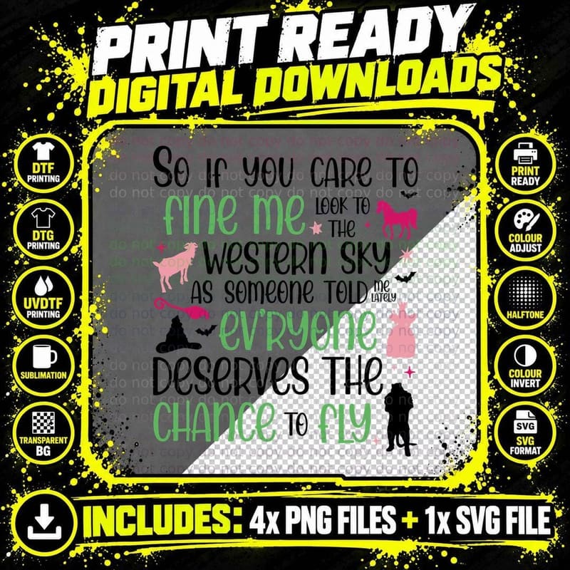 Look to the Sky, Witch Tee, Defy Gravity Png SVG Digital Bundle