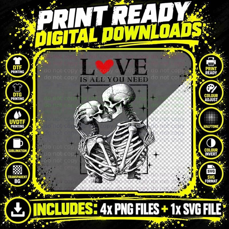 Love Is All You Need Valentine T-Shirt Png SVG Digital Bundle