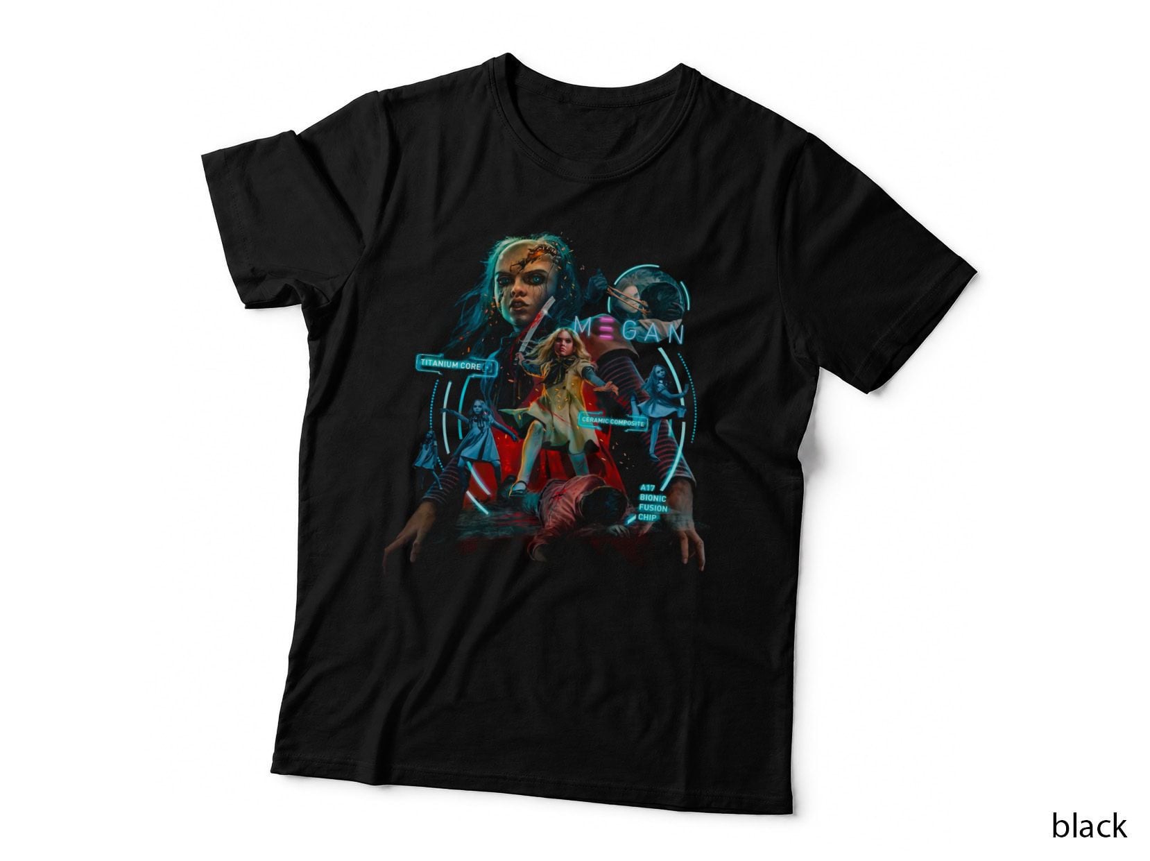 M3gan Bionic AI Sci-Fi Horror Halftone T-Shirt, Artificial Intelligence Tee