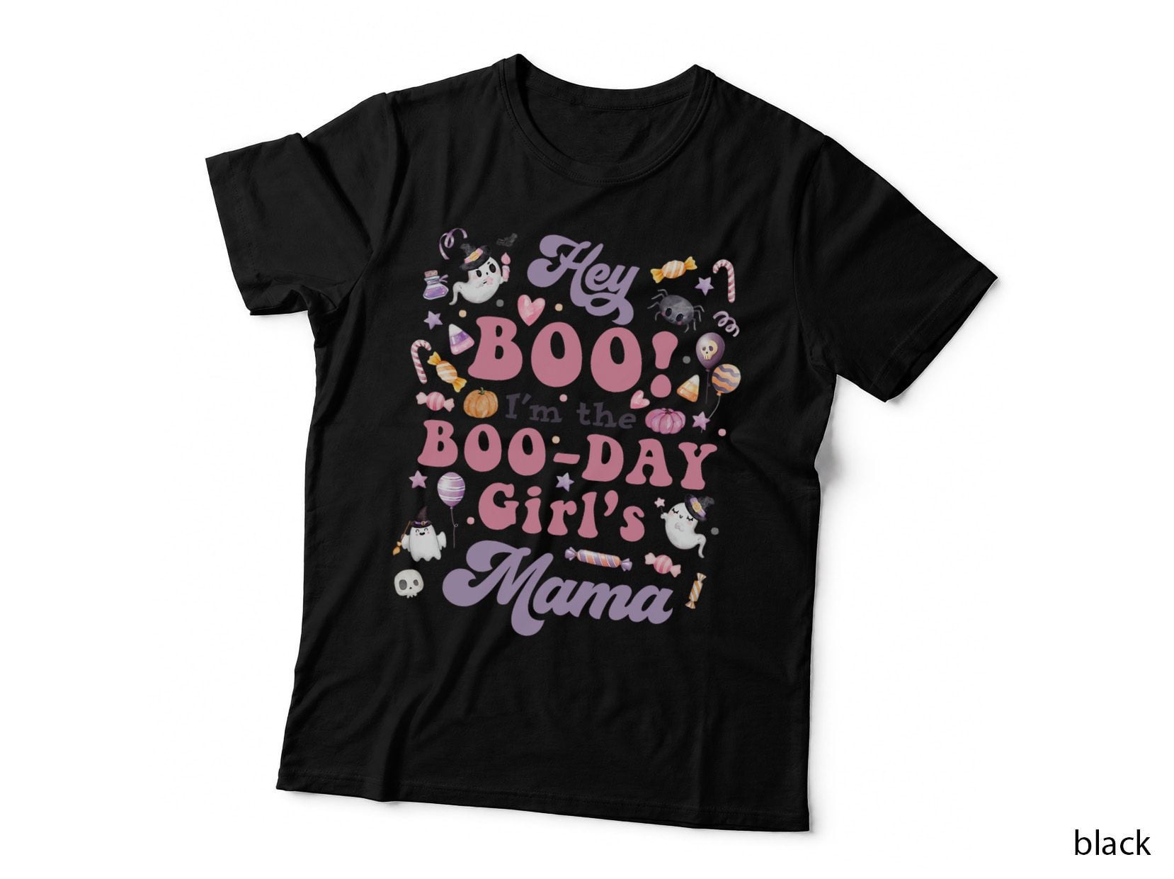 Mama of the Boo-Day Girl Hey Boo Halloween Birthday Matching T-Shirt