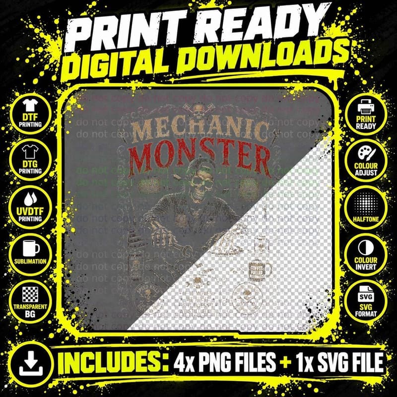 Mechanic Horror Vintage Dead Engine Skeleton Garage Auto Png SVG Digital Bundle