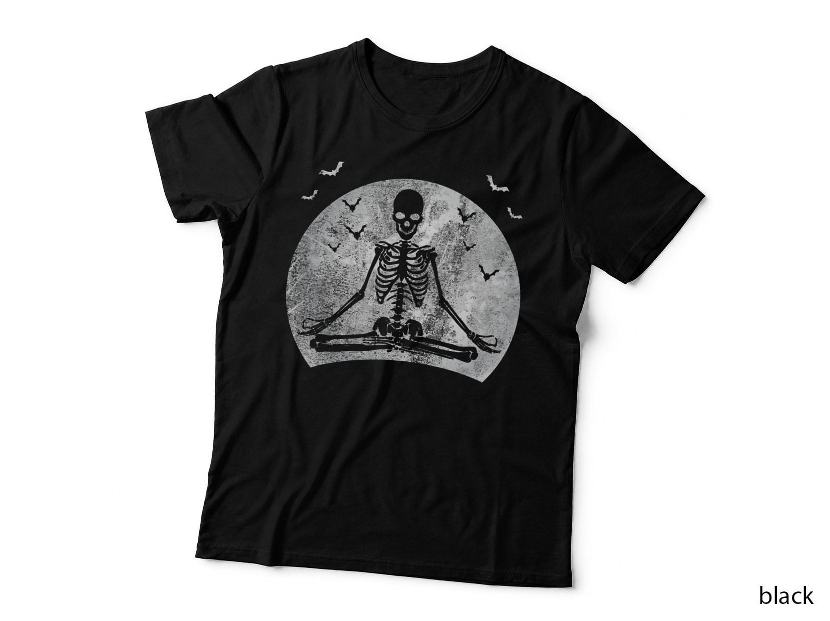 Meditating Skeleton Yoga Lover Halloween Moon Costume T-Shirt