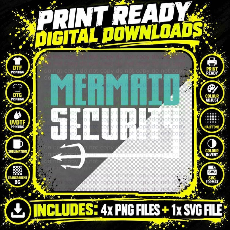 Mermaid Security Halloween Costume Merman Parent Png SVG Digital Bundle
