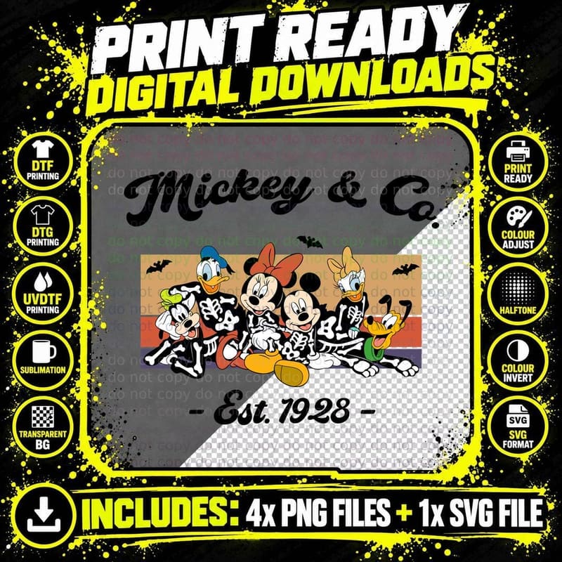 Mickey & Co Halloween T-Shirt, Classic Characters Png SVG Digital Bundle