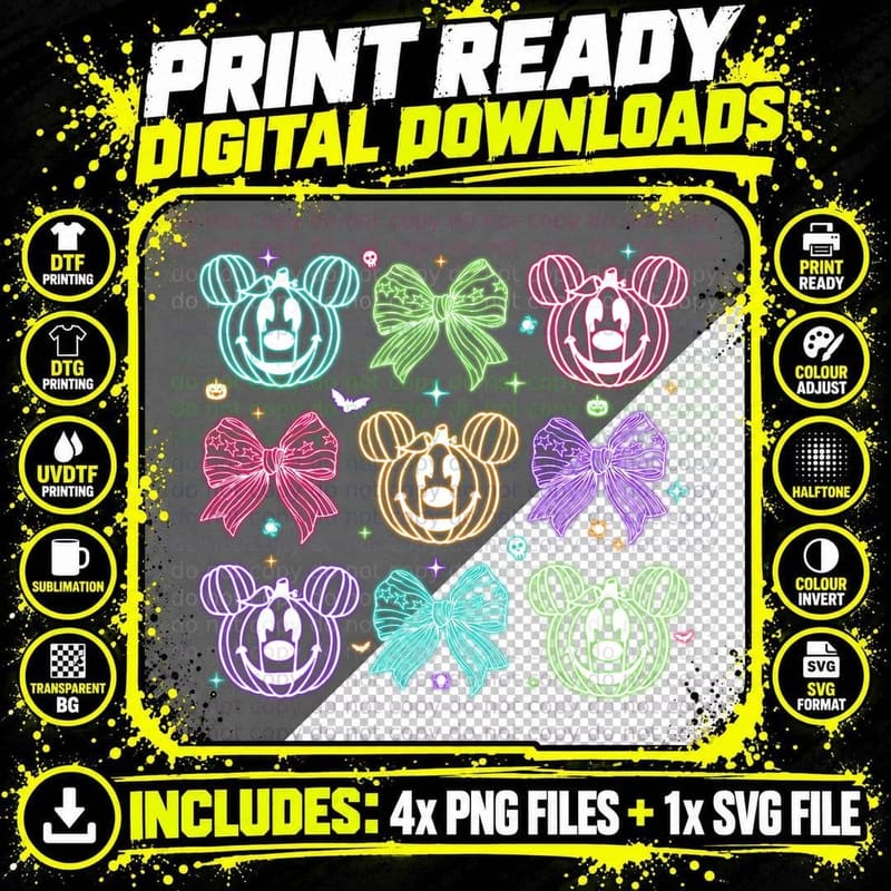 Mickey Halloween Pumpkin T-Shirt, Spooky Mouse Costume Png SVG Digital Bundle