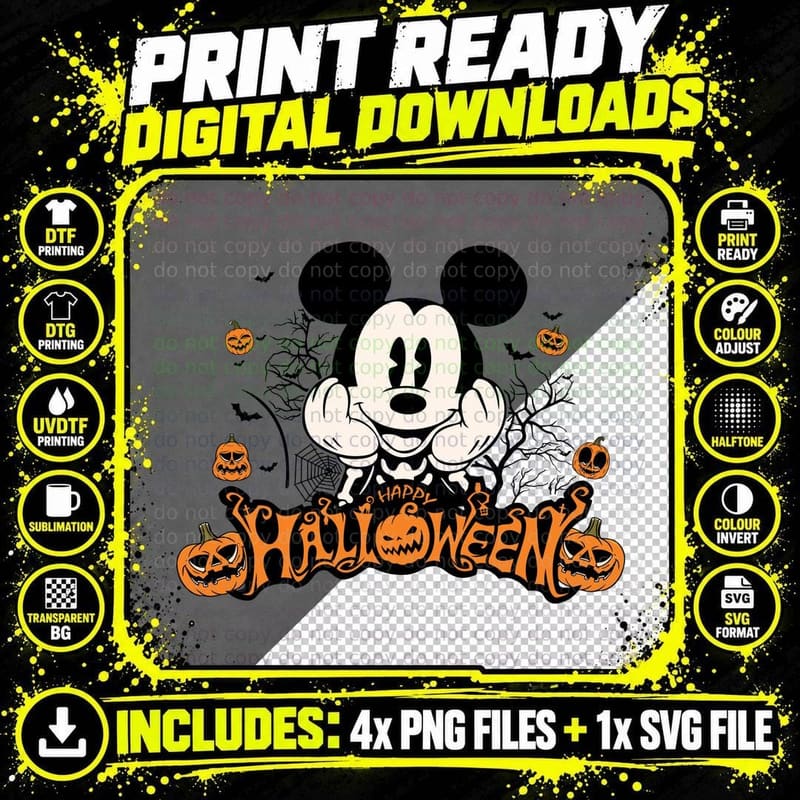 Mickey Halloween T-Shirt, Themed Apparel Png SVG Digital Bundle