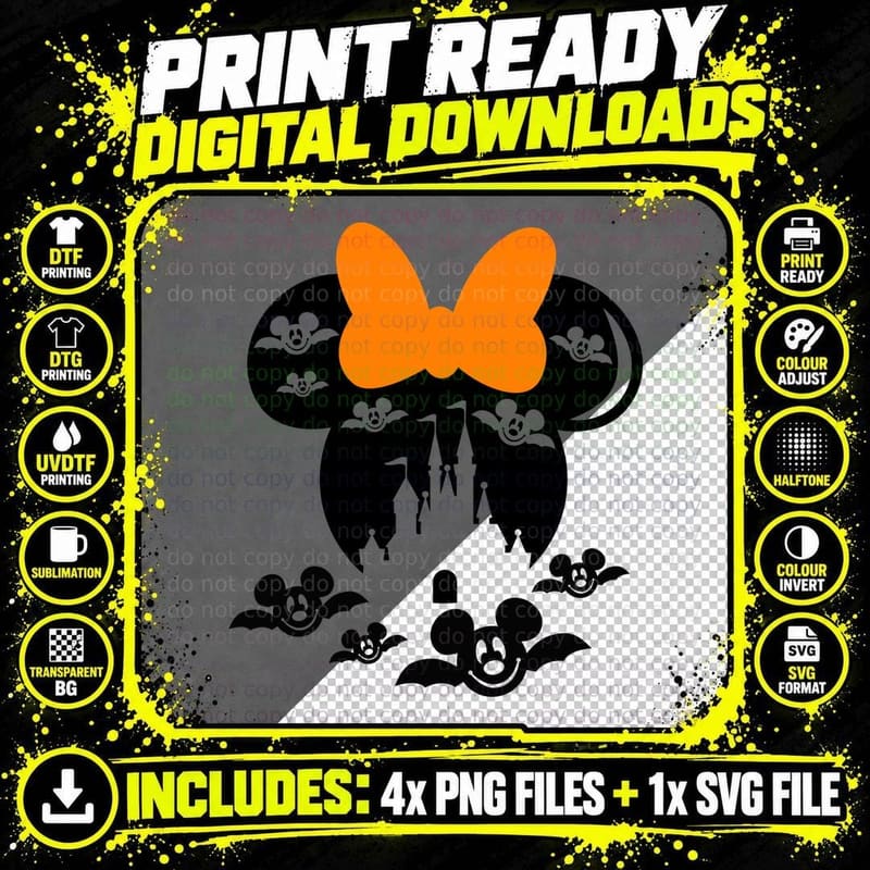 Mickey Minnie Halloween Silhouette T-Shirt Png SVG Digital Bundle