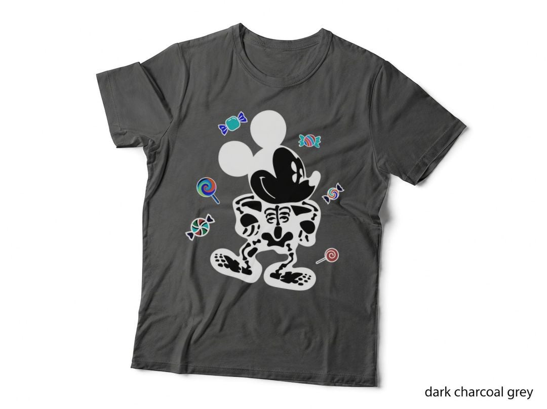 Mickey Skeleton T-Shirt, Halloween Candy, Spooky Print