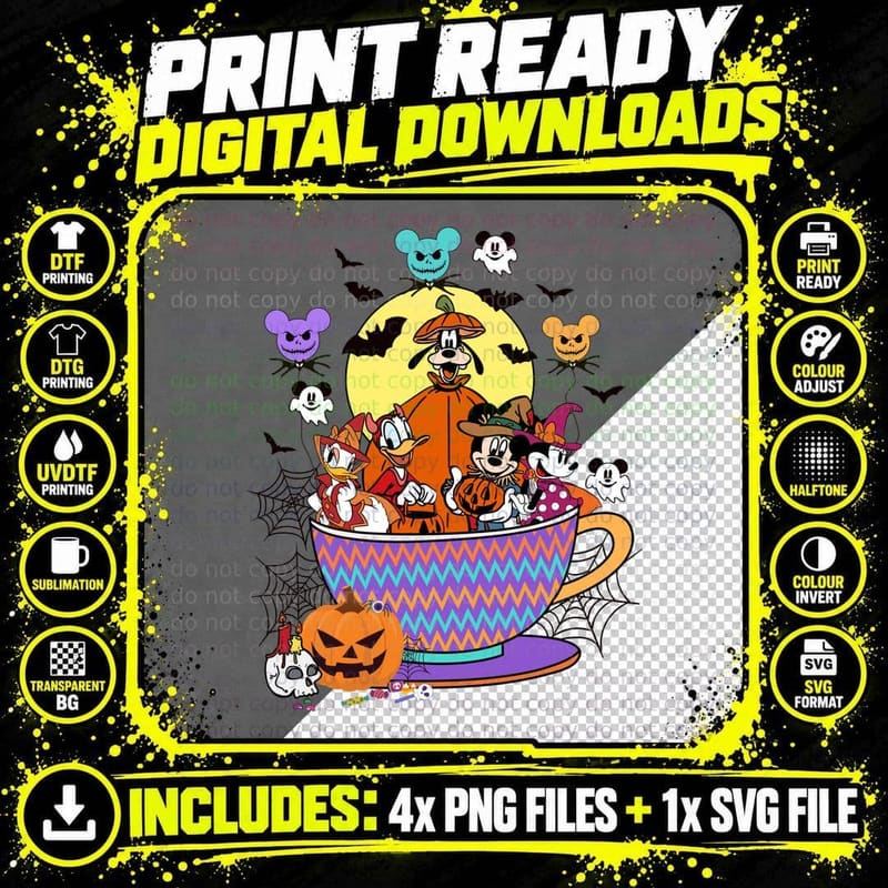 Mickey and Friends Halloween Premium Design T-Shirt Png SVG Digital Bundle