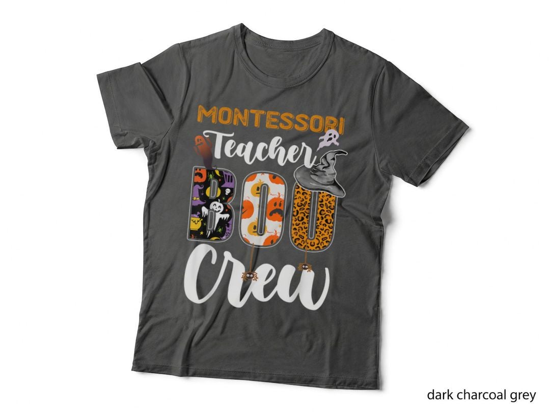 Montessori Teacher Boo Crew Ghost Funny Halloween Matching T-Shirt
