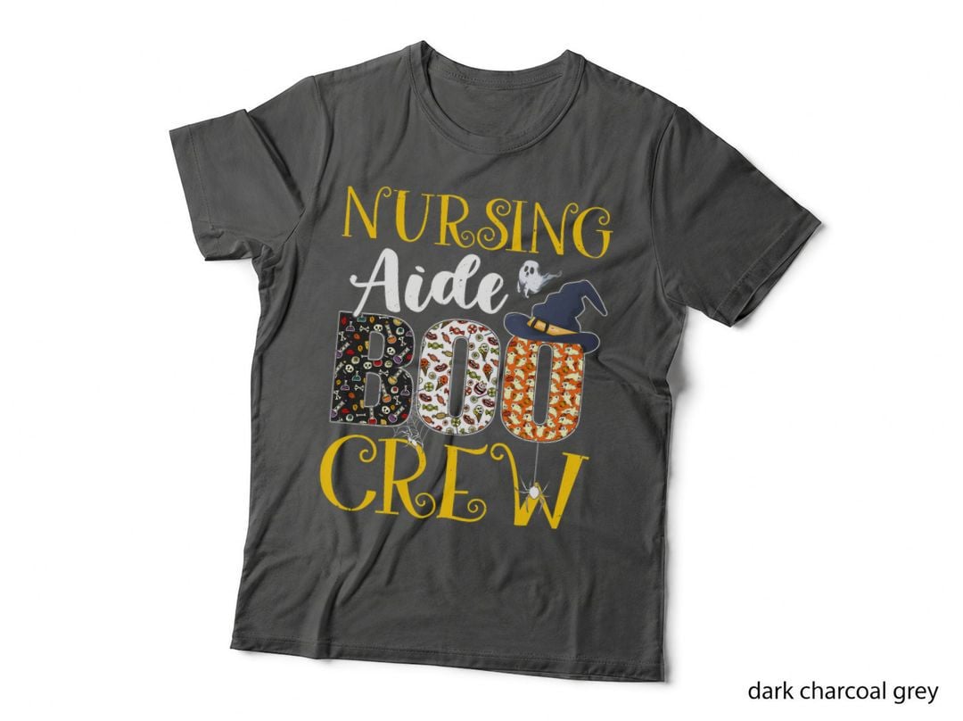 Nursing Aide Boo Crew Halloween Nurse Boo Ghost Spider T-Shirt