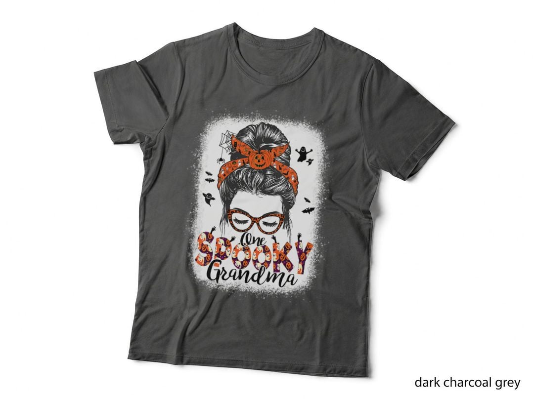 One Spooky Grandma Mom Life Messy Bun Halloween Pumpkin T-Shirt