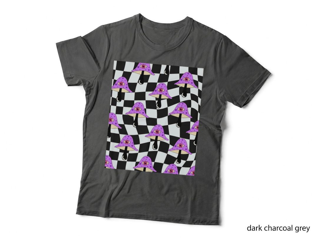 Pastel Goth Eyeball Mushroom Eye Wavy Checkered Halloween T-Shirt