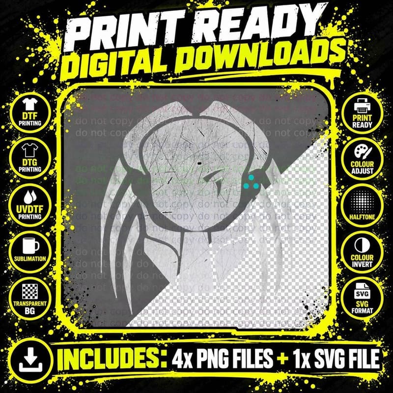 Predator Biomask Classic T-Shirt, Sci-Fi Horror Png SVG Digital Bundle