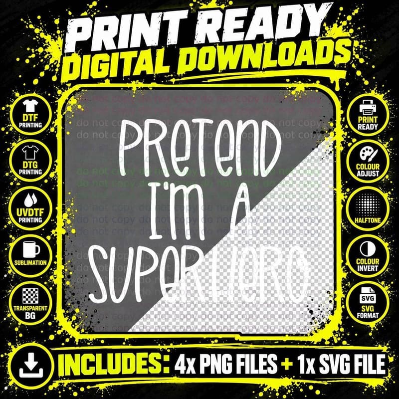 Pretend I'm a Pirate Superhero Halloween Party T-Shirt Png SVG Digital Bundle