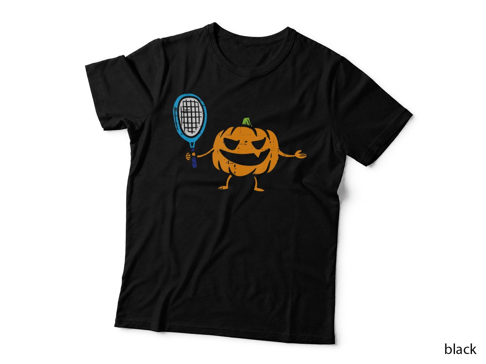 Pumpkin Playing Tennis Jackolantern Halloween Costume Sports T-Shirt