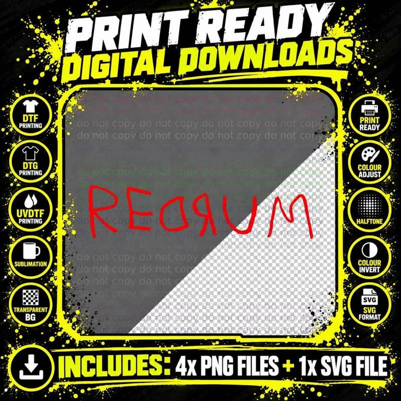 Redrum Vintage Scary Halloween Horror Movie Quote Png SVG Digital Bundle