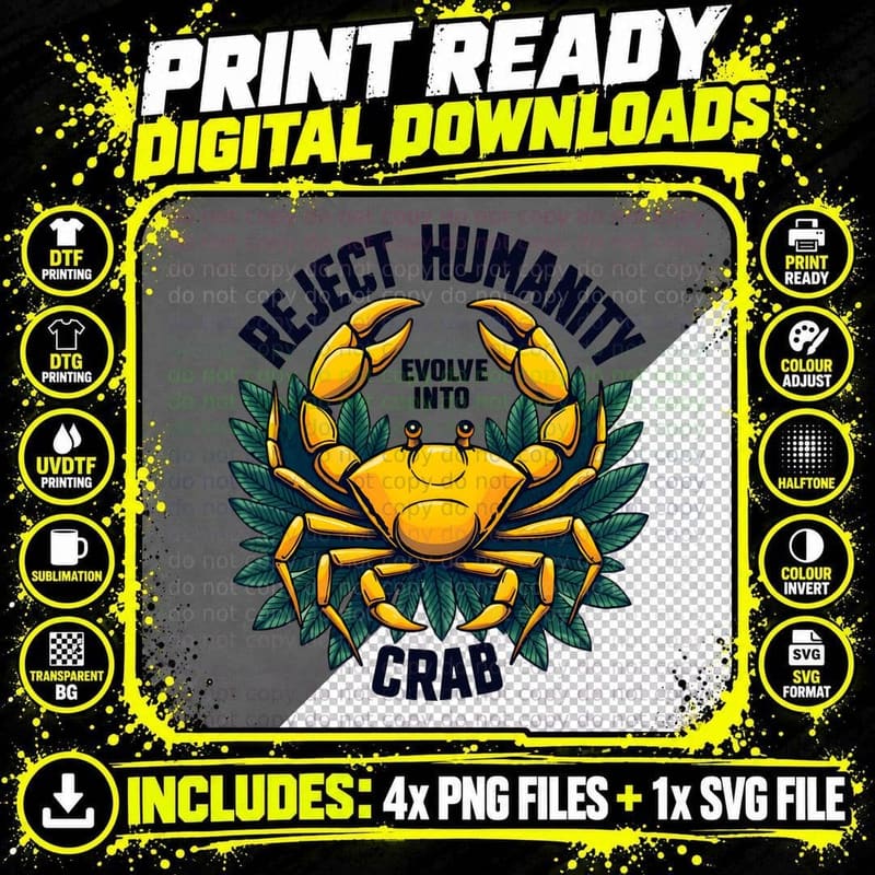 Reject Humanity Crab Shirt, Horror Crab T Shirt Png SVG Digital Bundle