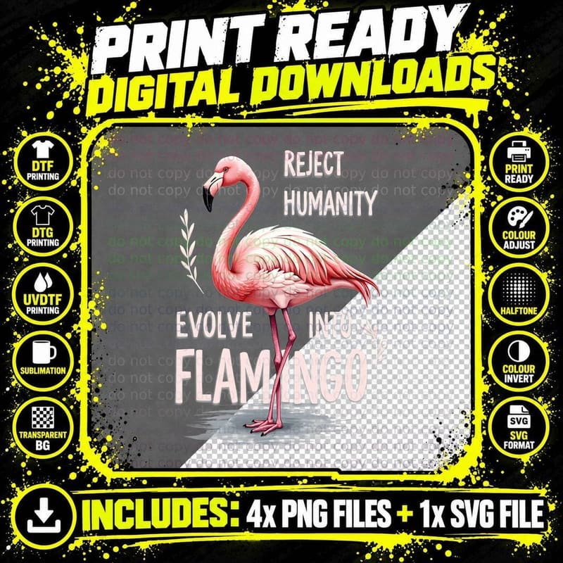Reject Humanity Flamingo Shirt, Horror Bird Horror T Png SVG Digital Bundle