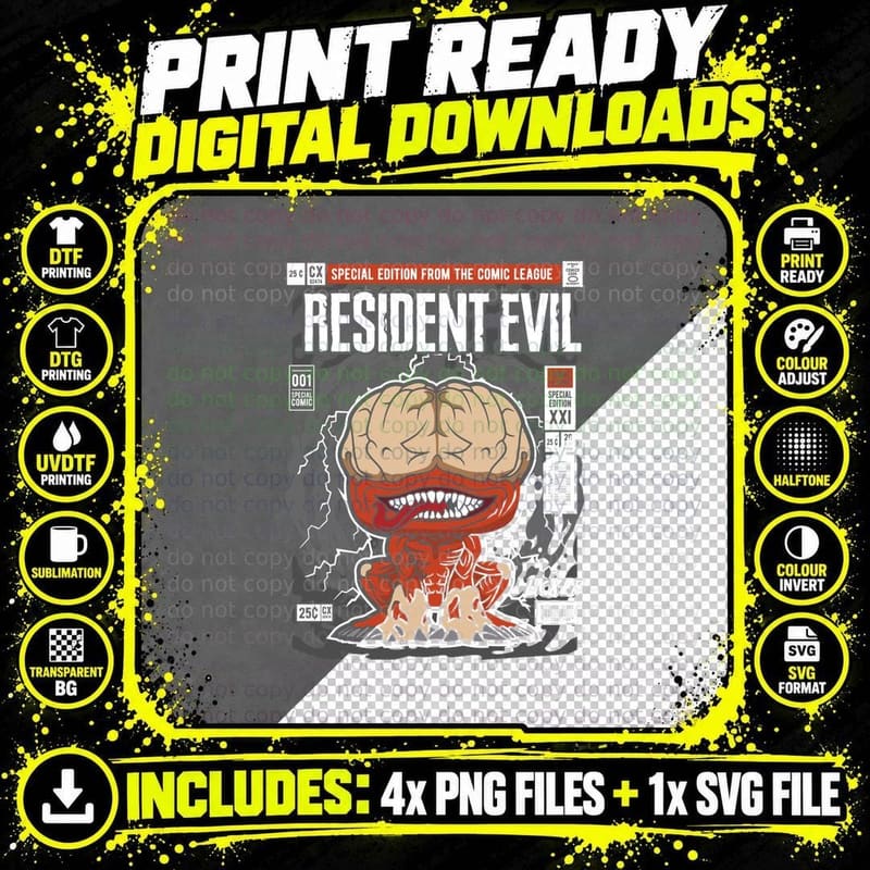 Resident Evil Licker T-Shirt, Horror Game Aesthetic Png SVG Digital Bundle
