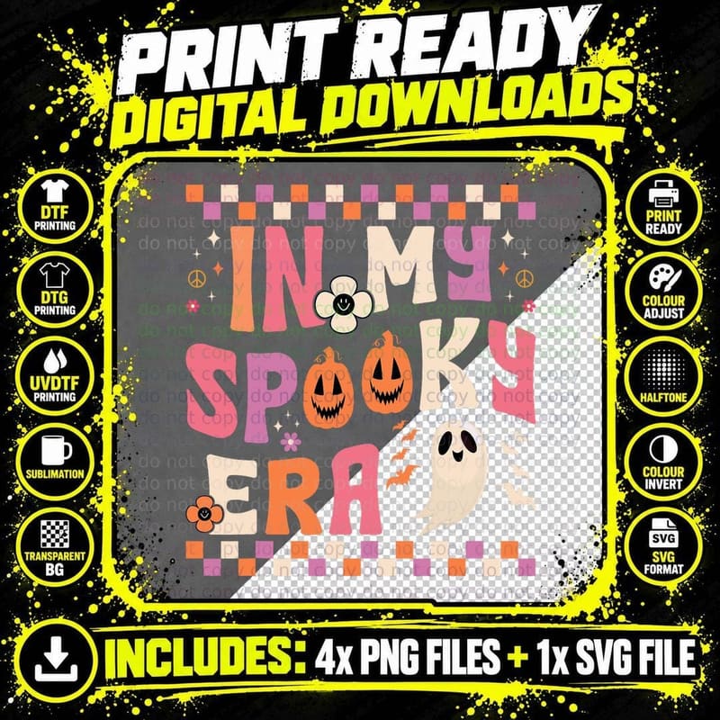 Retro Groovy Ghost Matching Halloween in My Spooky Era Png SVG Digital Bundle