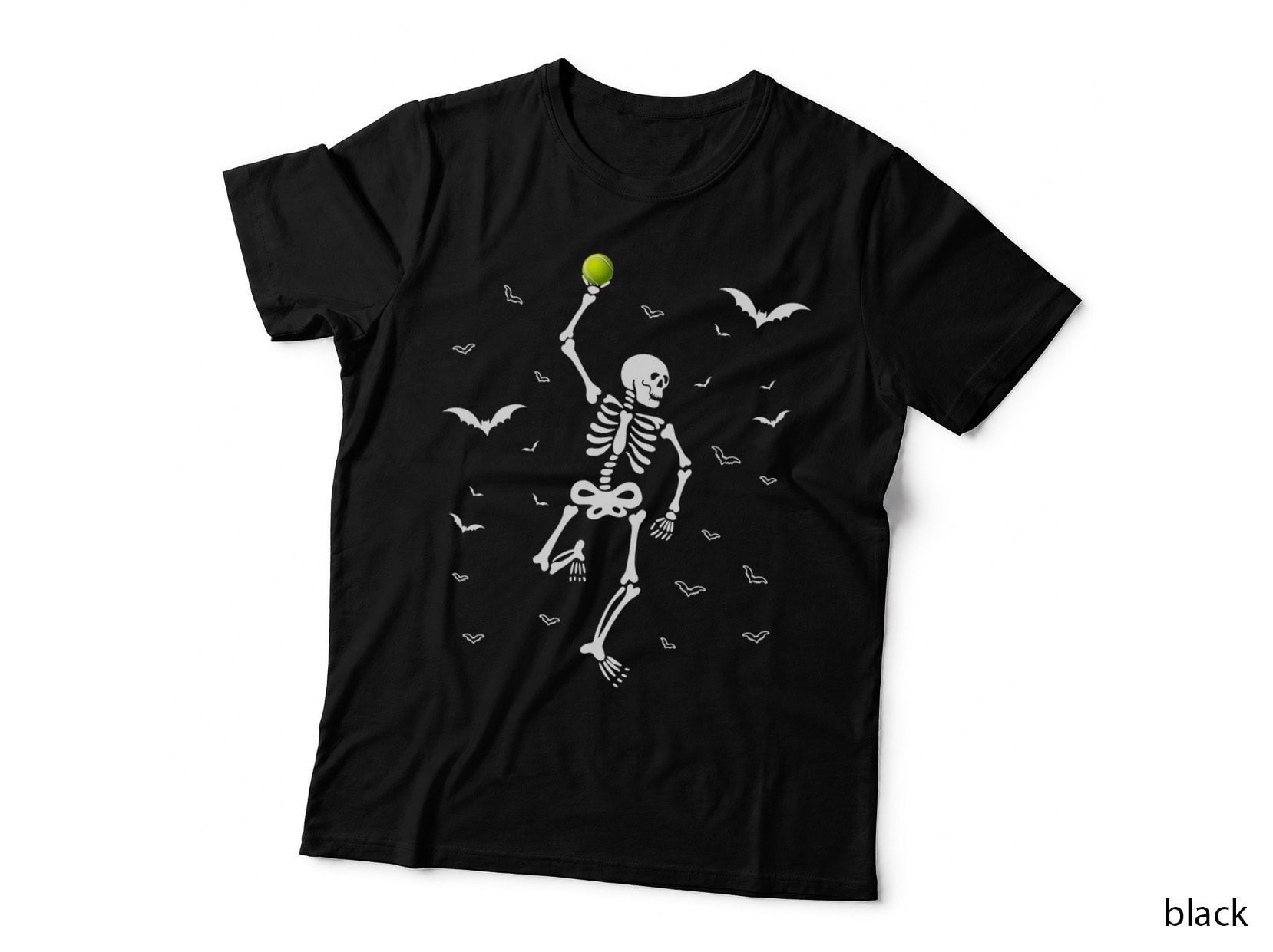 Retro Skeleton Tennis Cute Halloween Tennis Player, Vintage Costume T-Shirt