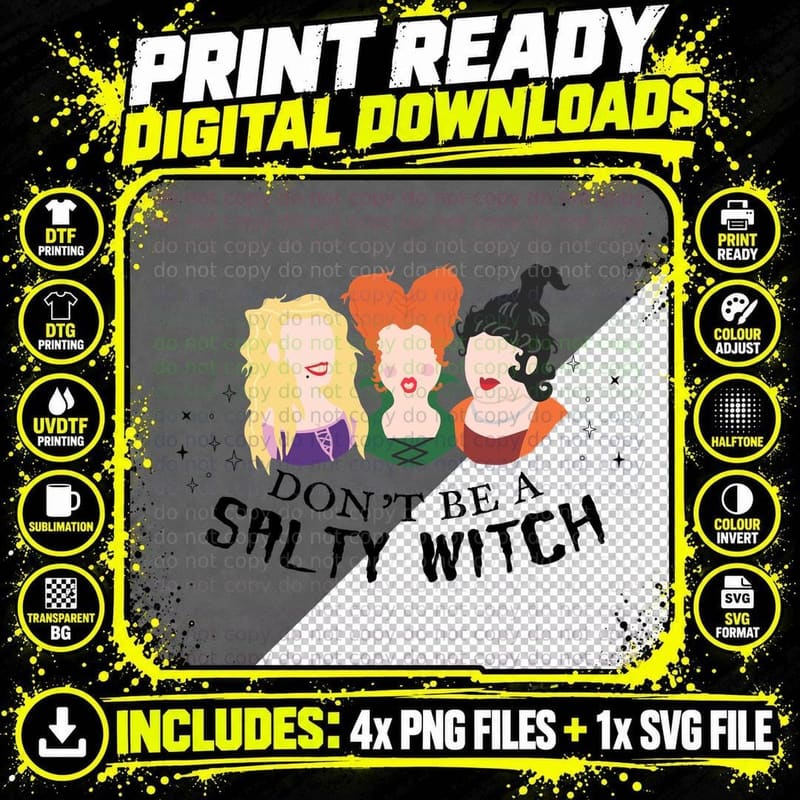 Salty Witch Sanderson Sisters T-Shirt Png SVG Digital Bundle