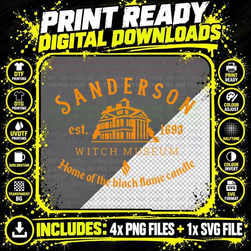 Sanderson Witch Museum T-Shirt, Halloween Theme Png SVG Digital Bundle