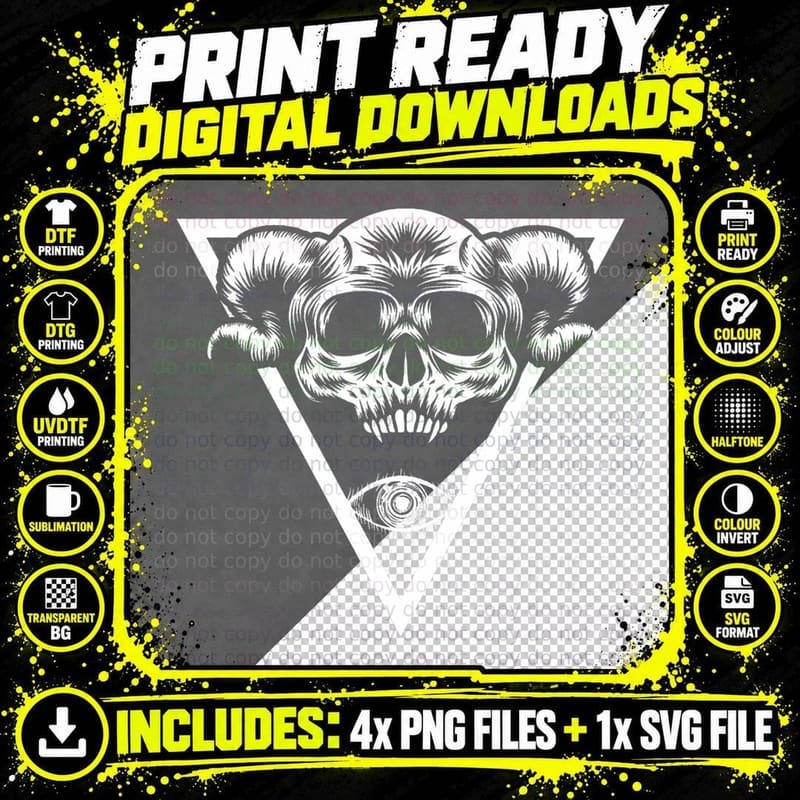 Satanic Goat Satan Devil Demon Devilish Occult Horror Png SVG Digital Bundle