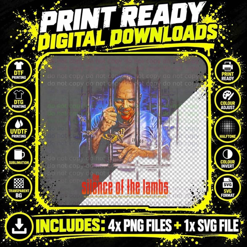 Silence of the Lambs Halftone T-Shirt Png SVG Digital Bundle