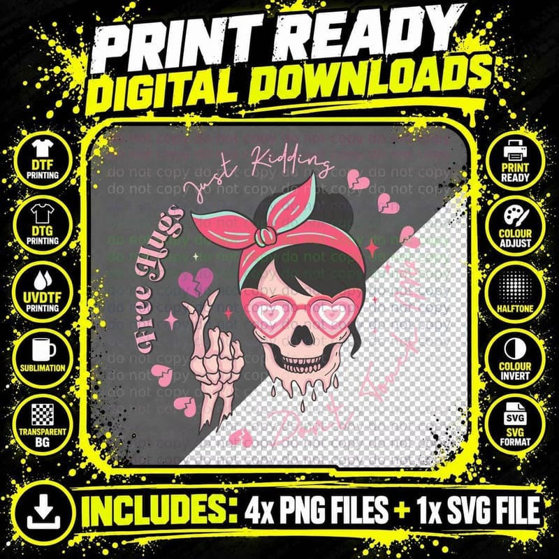 Skeleton Hand Bones Skull Flowers Valentine T-Shirt Png SVG Digital Bundle