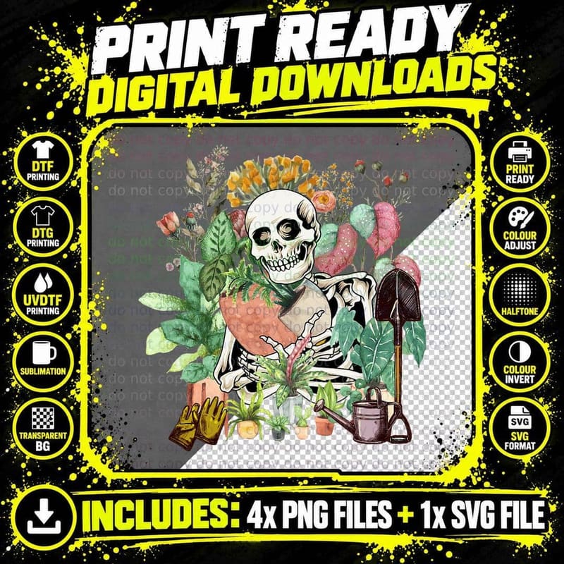 Skeleton Water Plant You Make Me Feel-Alive Gardening Png SVG Digital Bundle