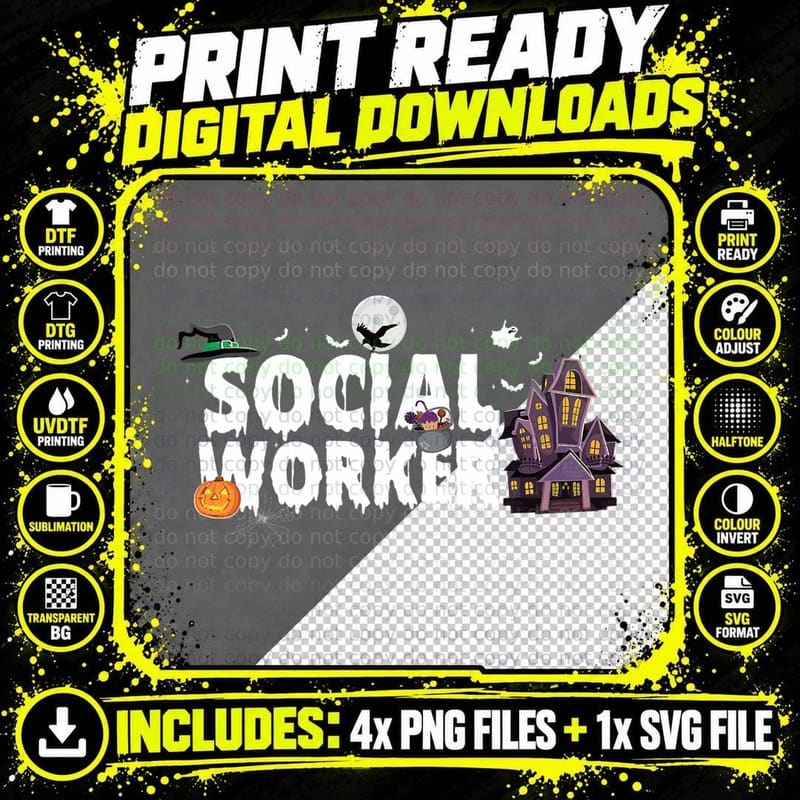 Social Worker Pedagogy Psychology Halloween T-Shirt Png SVG Digital Bundle