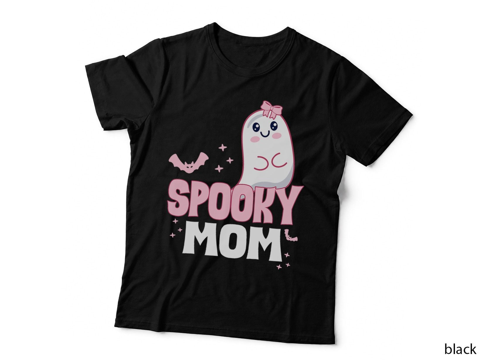 Spooky Mom Family Cute Pink White Ghost Boo Halloween T-Shirt