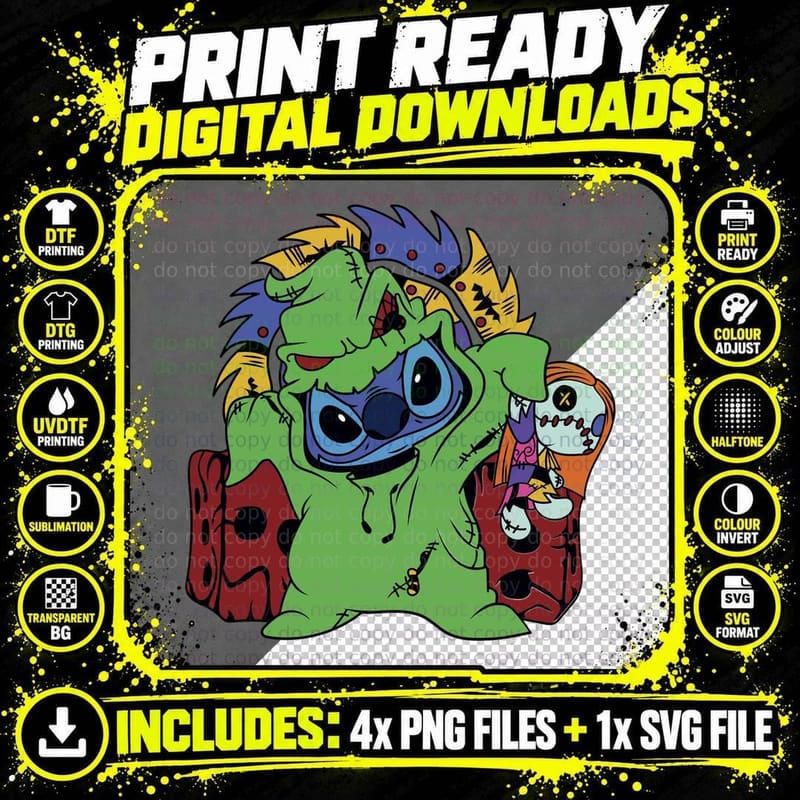 Stitch Halloween Costume T-Shirt, Spooky Png SVG Digital Bundle