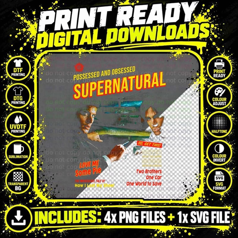 Supernatural Horror Movie Fan Tee, Halloween Costume Png SVG Digital Bundle