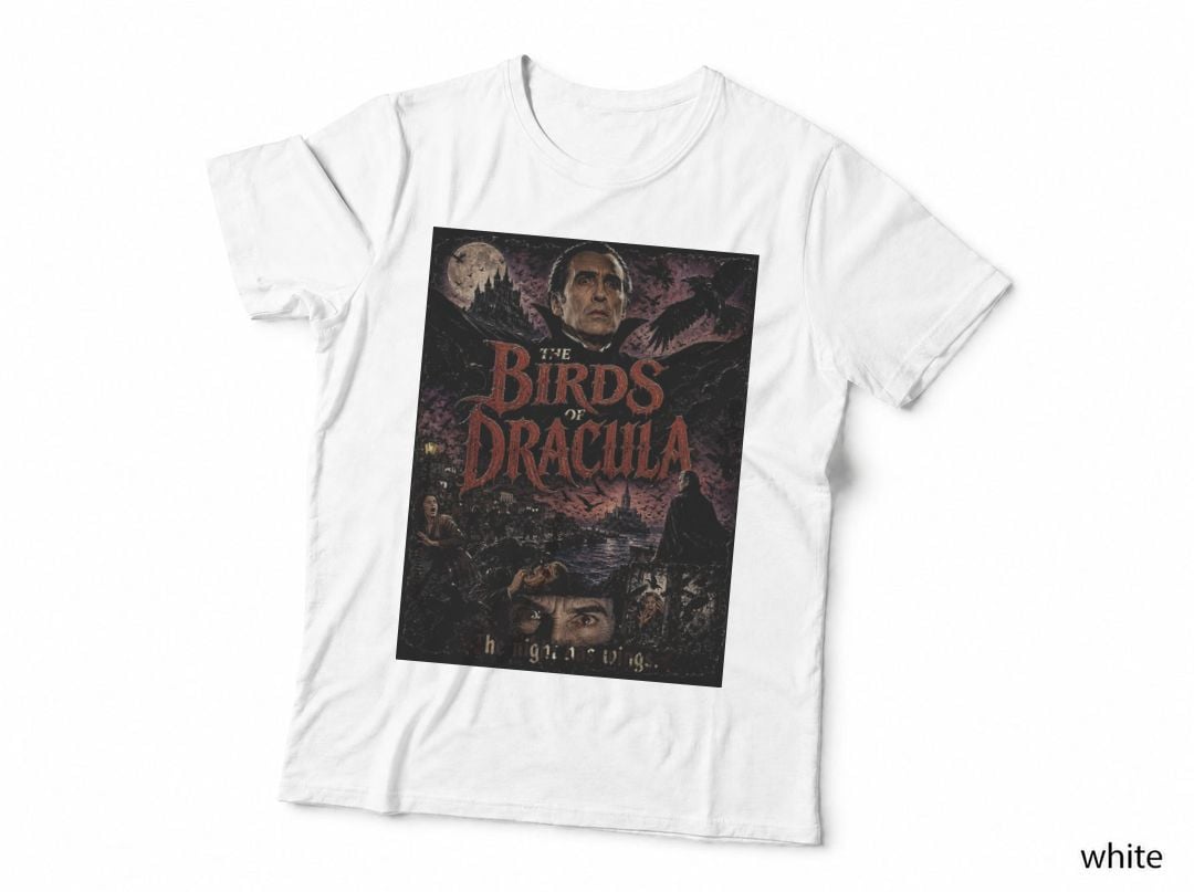 The Birds Dracula Vintage Gothic Horror Vampire Movie Classic Halftone T-Shirt