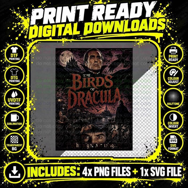 The Birds Dracula Vintage Gothic Horror Vampire Movie Png SVG Digital Bundle