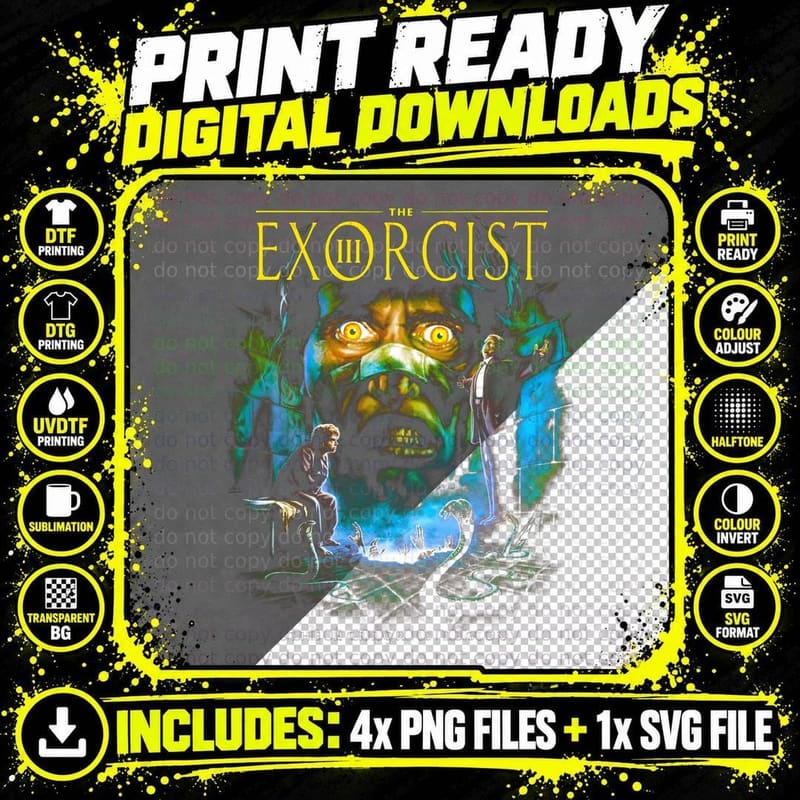 The Exorcist Halftone Horror T-Shirt Png SVG Digital Bundle