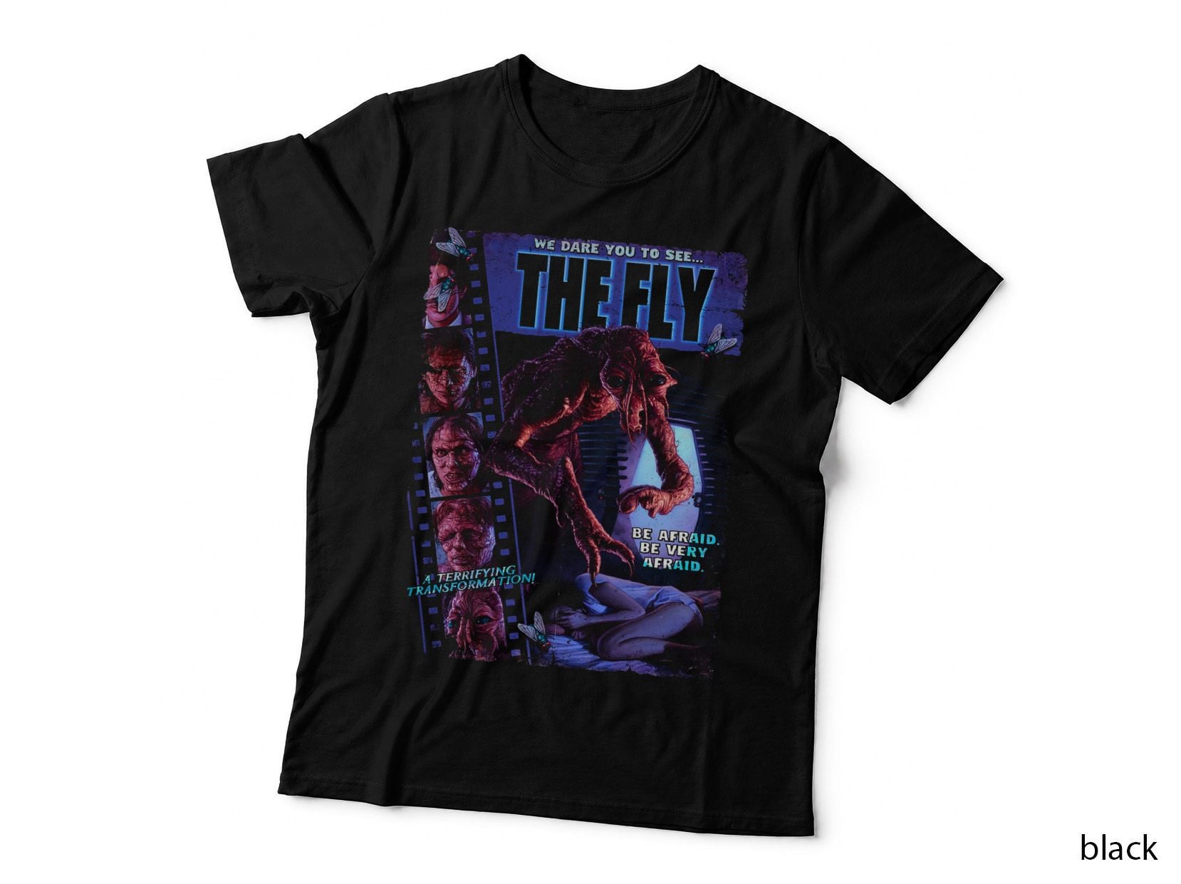 The Fly Halftone Horror T-Shirt, Retro Sci-Fi Thriller Tee