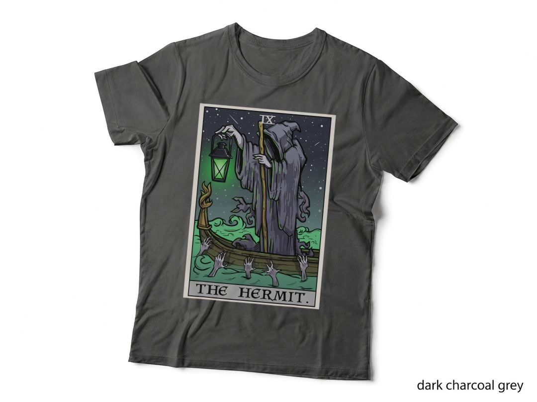 The Hermit Tarot Gothic Halloween Grim Reaper Horror T-Shirt