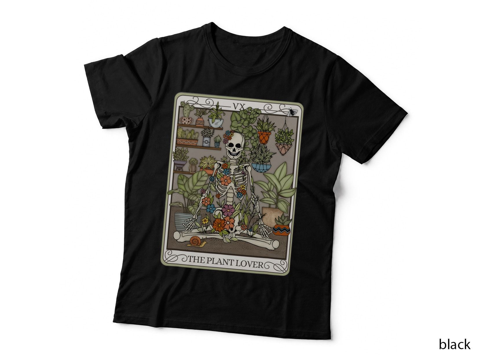 The Plant Lady Tarot Card Skeleton Love Planting Gardeners T-Shirt