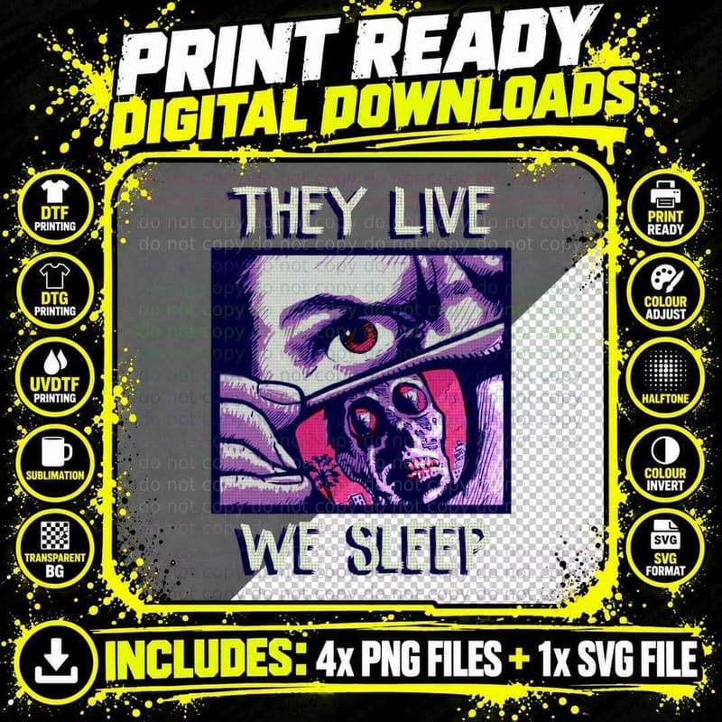 They Live Movie Poster T-Shirt, Retro Sci-Fi Horror Png SVG Digital Bundle
